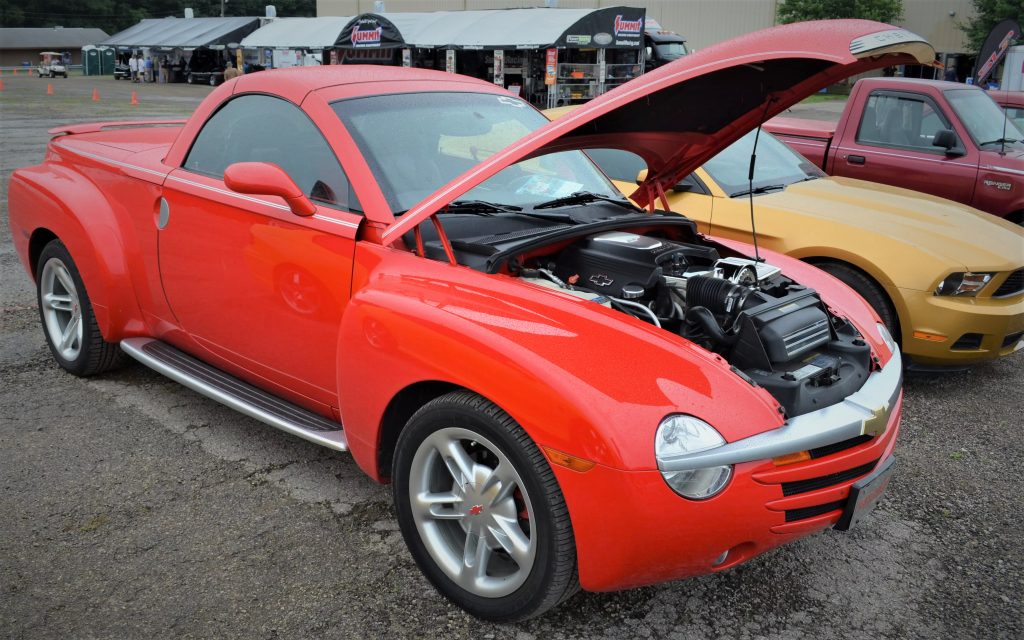 red chevy ssr convertible truck at super summit 2014