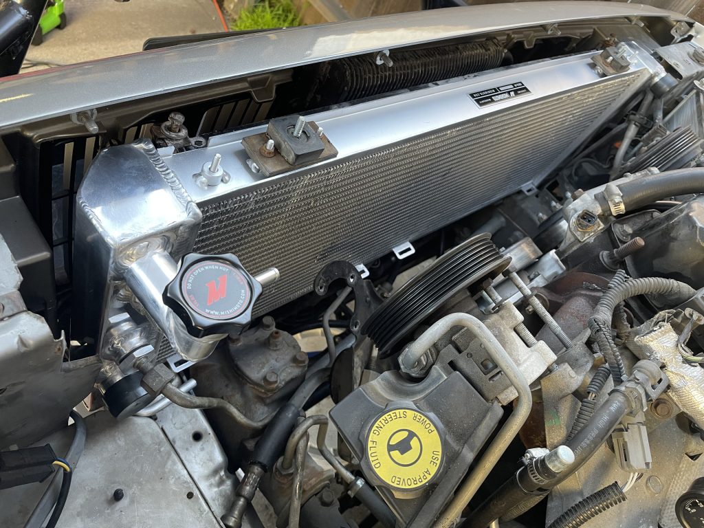 mishimoto radiator installed in a jeep Cherokee XJ