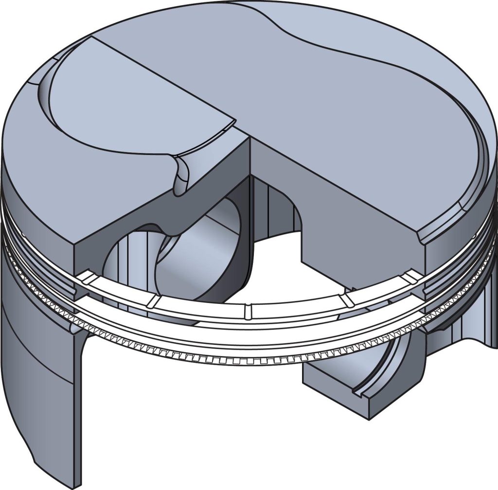computer render of a piston ring cutaway view