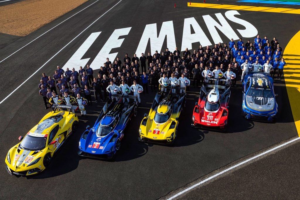 GM Corvette, Camaro and Cadillac race teams press photo for 100th 24 hours of le mans