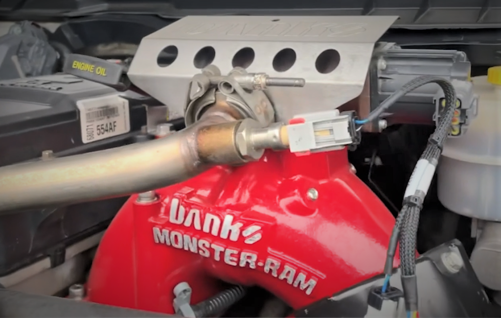 Banks Monster Ram Intake Elbow on a ram Cummins 6.7 liter diesel engine