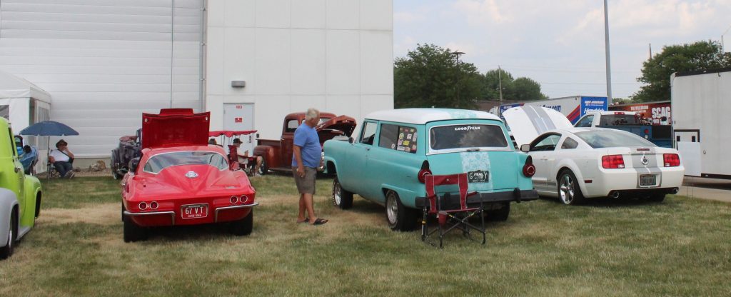 row of classic cars at summit racing car show