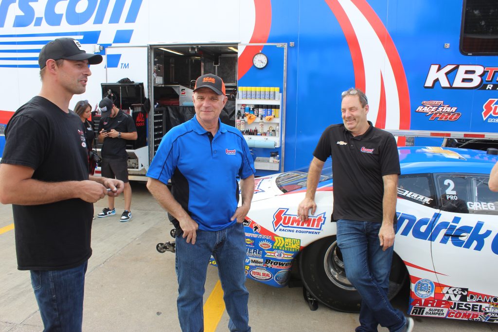 tim wilkerson, dallas glenn and greg anderson at meet and greet nhra event
