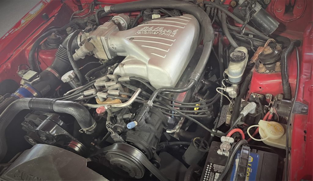 ford 5.0L HO Mustang engine in a foxbody