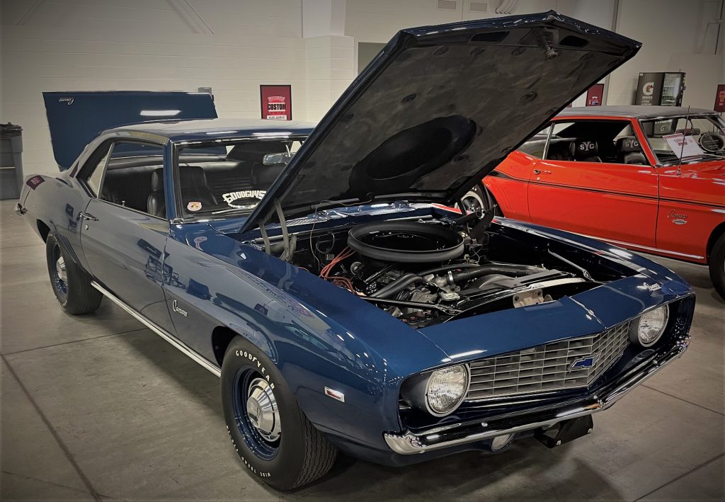 blue 1969 chevy camaro ZL-1 COPO, front quarter passenger side