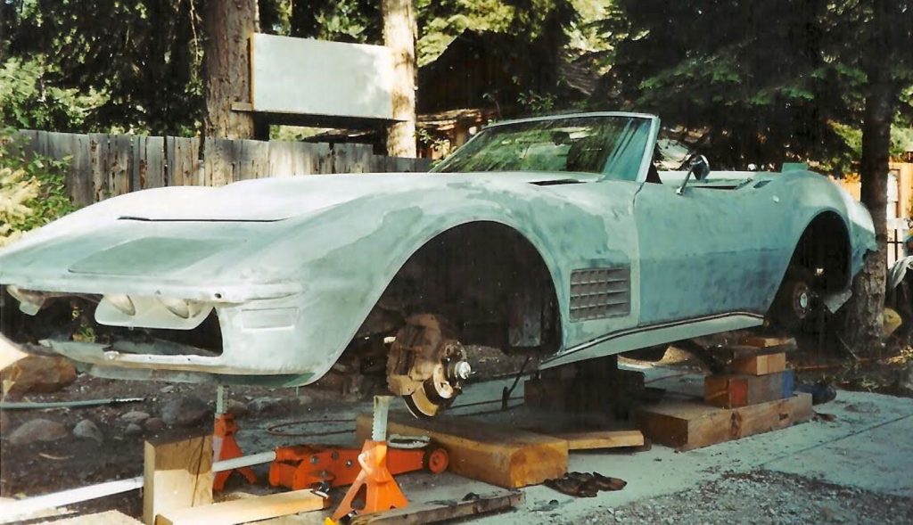 1970 chevy corvette during restoration as project car