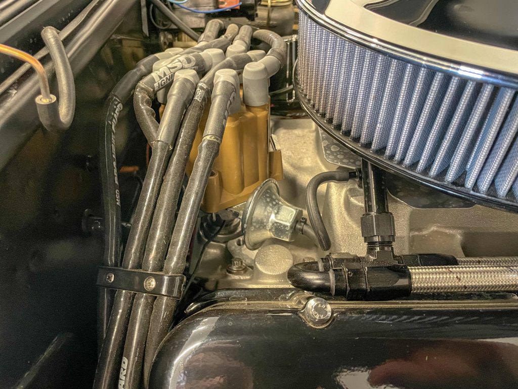 distributor with ignition wires installed in a big block chevy engine