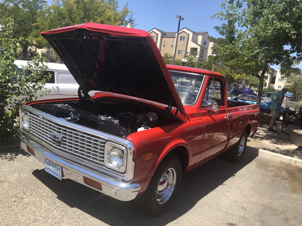 vintage red chevy c10 pickup truck