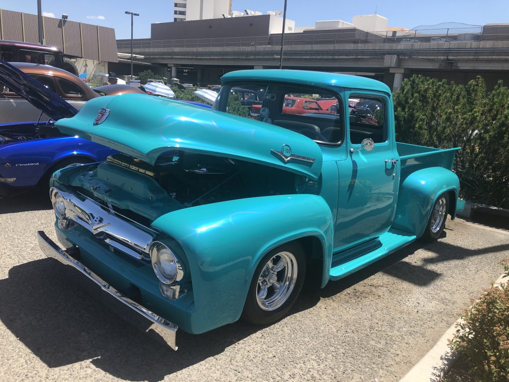 Ford F100 truck with custom wheels and paint