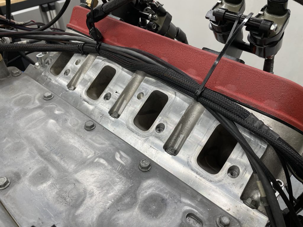 LS3 intake ports on an engine cylinder head