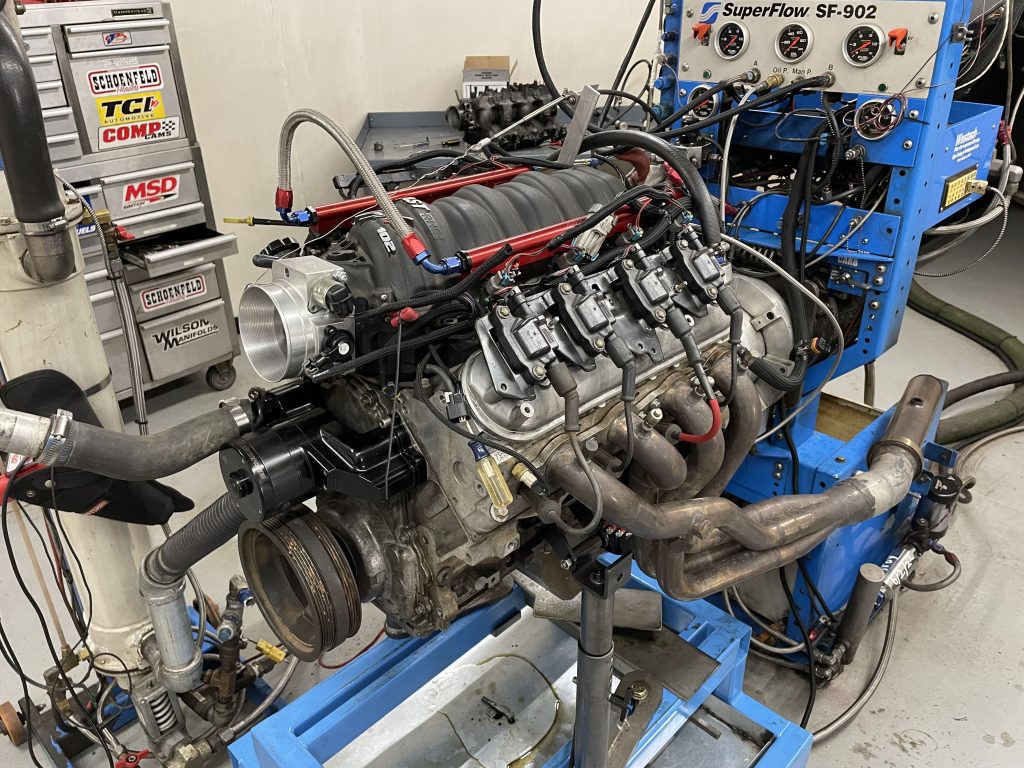ls engine on dyno for test run