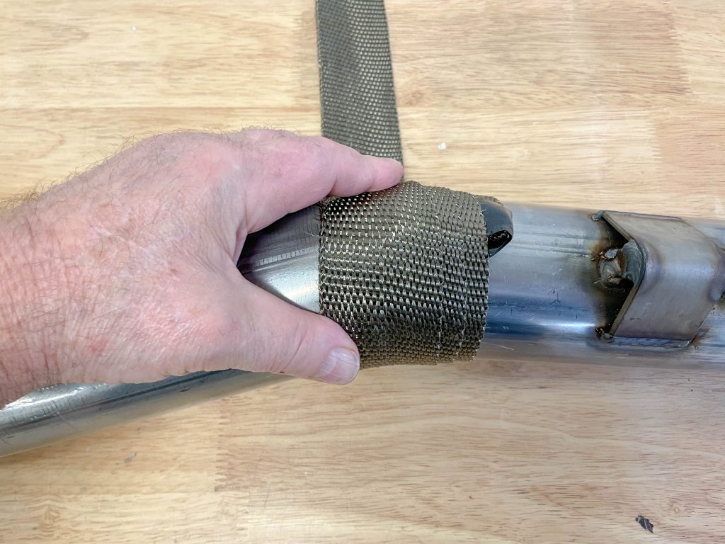 wrapping exhaust header tube with heat shield wrap