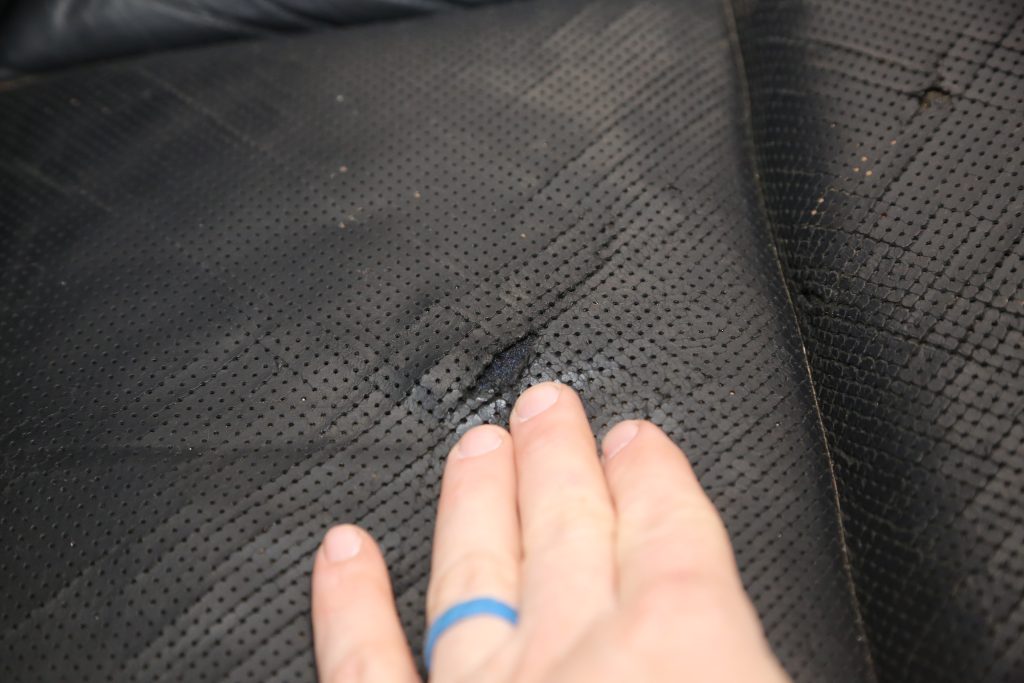 hole ripped in a car seat