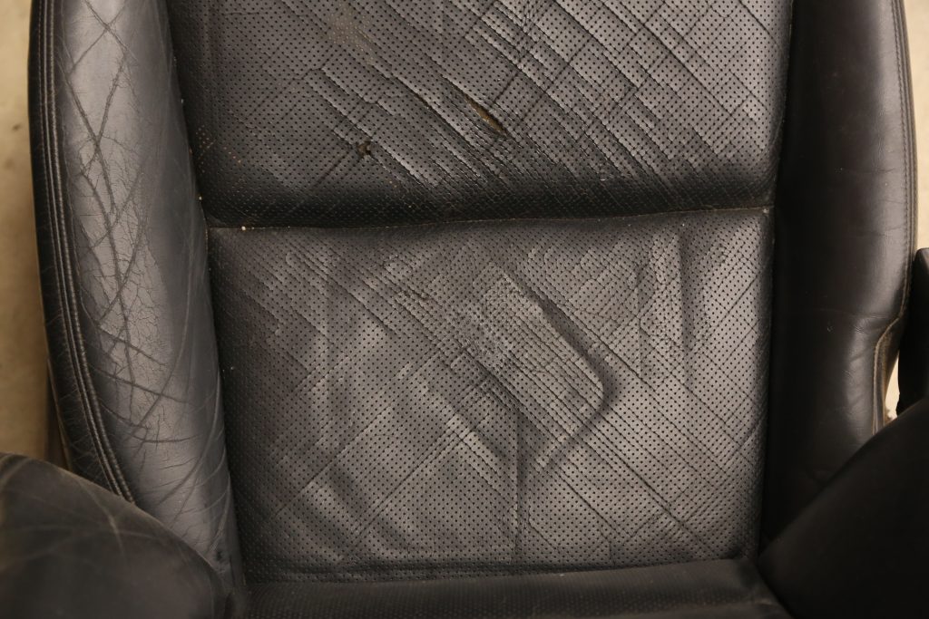 A repaired car seat bottom
