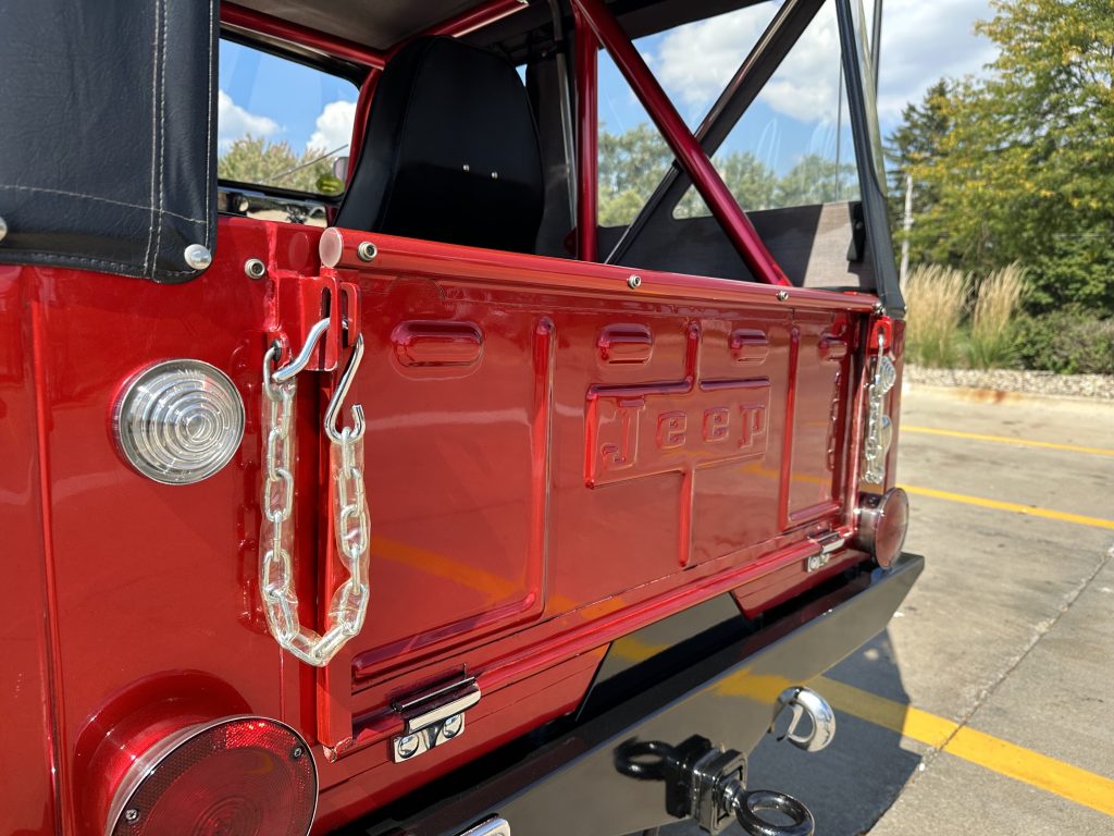 rear tailgate view of a vintage jeep cj-5