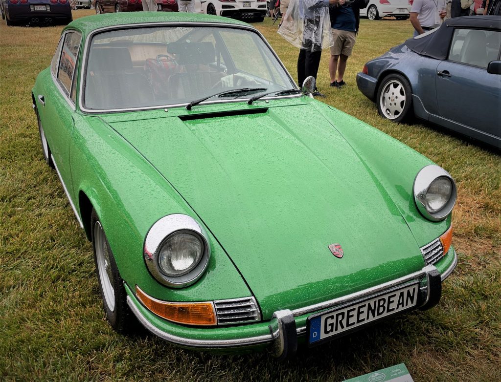 front view of a green 1969 porsche 912