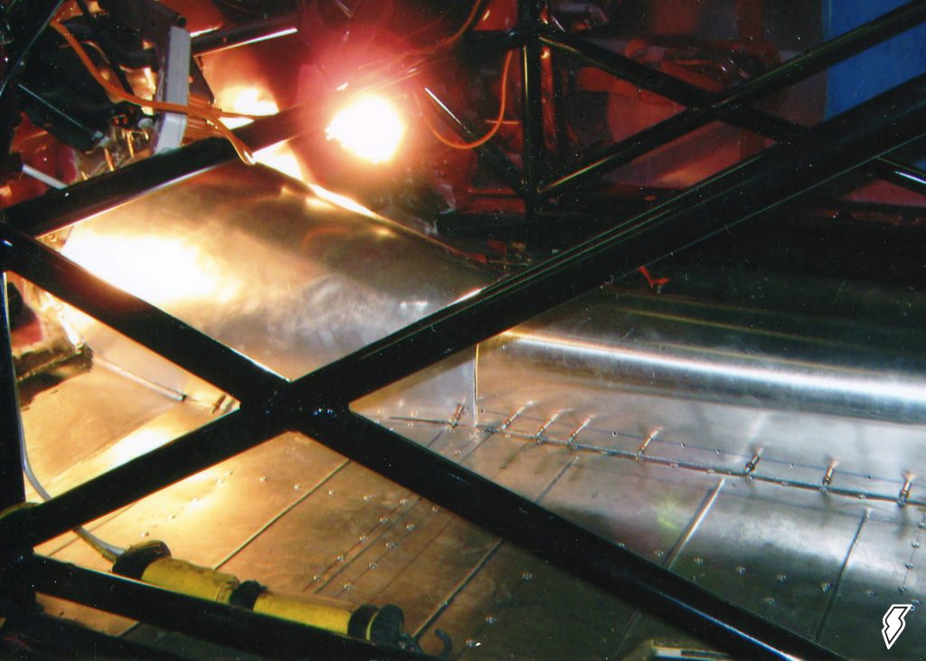 welding floor pans in a 1962 impala drag car project