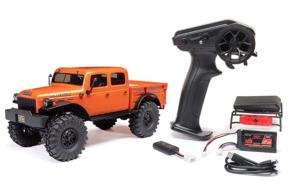 axial power wagon rc truck with controller and overlanding gear