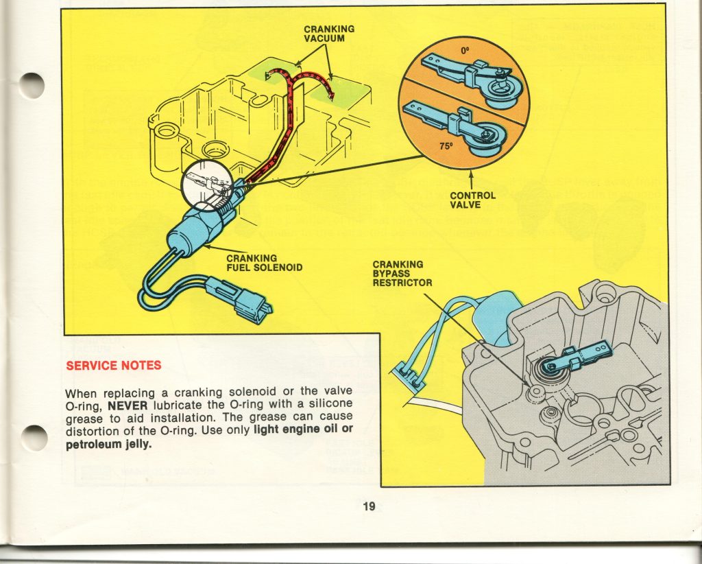 service note page of a Ford Variable Venturi Carburetor manual