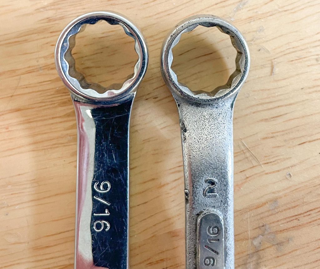 a pair of 9/16 box end wrench heads