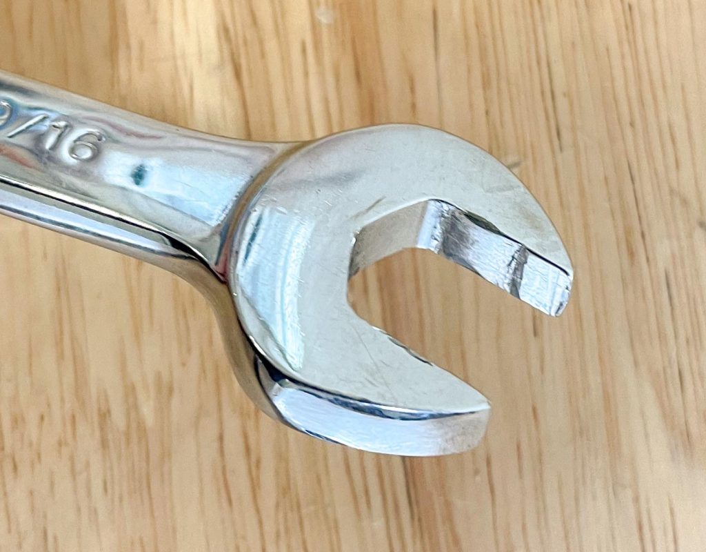 close up of a worn wrench head