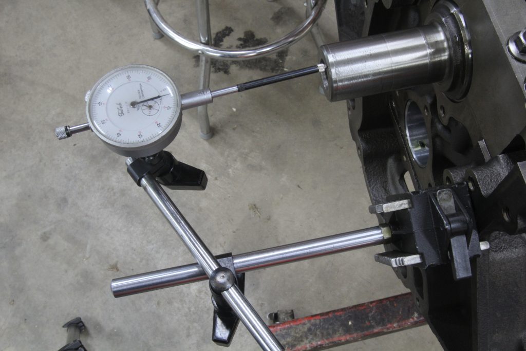 using a dial bore gauge on an engine