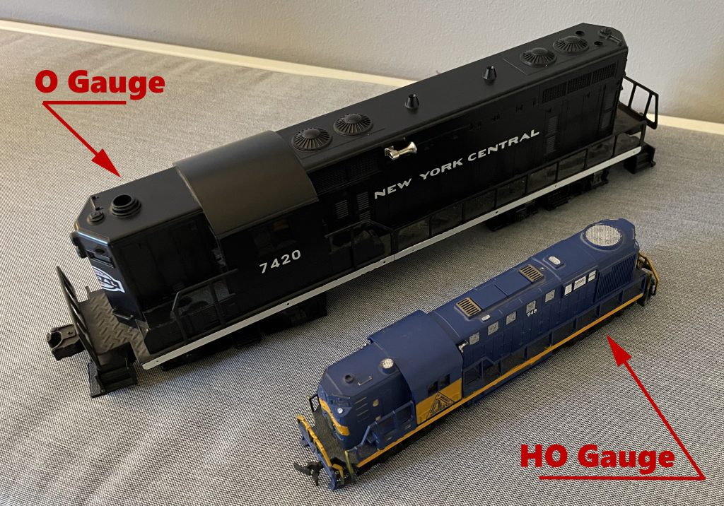 size comparison between o and ho gauge train engines