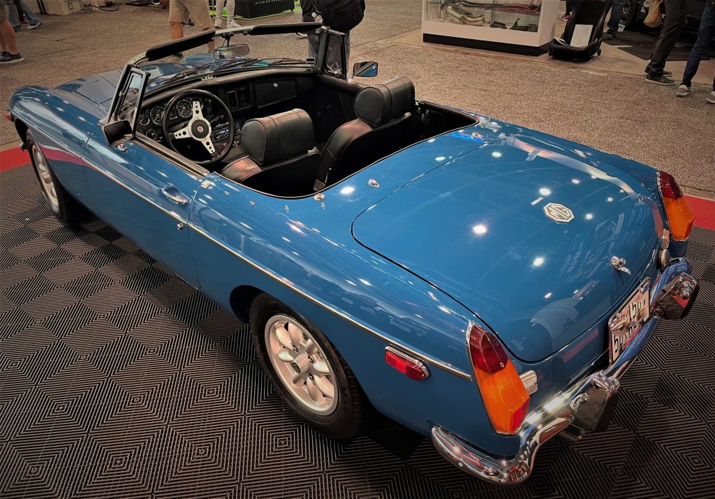vintage mgb roadster on dsiplay at car show