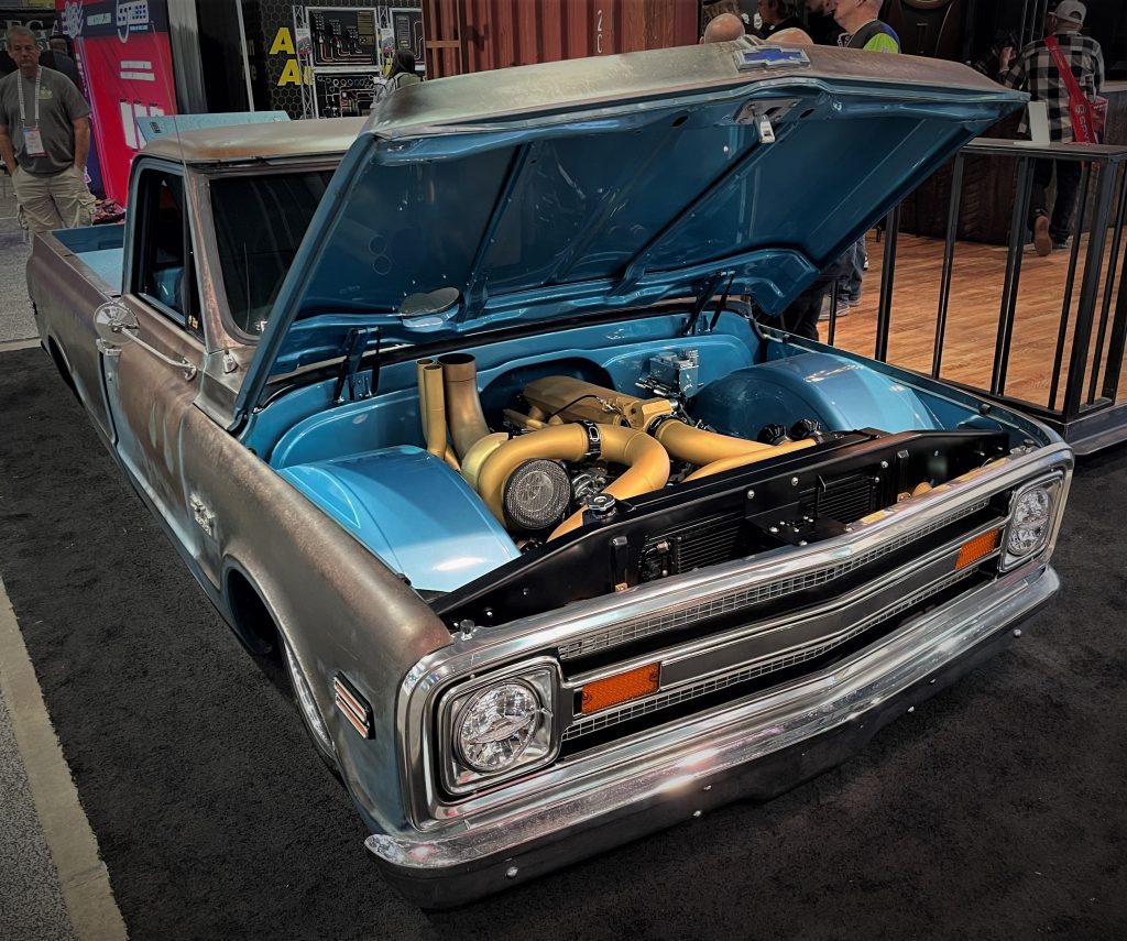 customized 1969 chevy C10 restomod lowrider, front