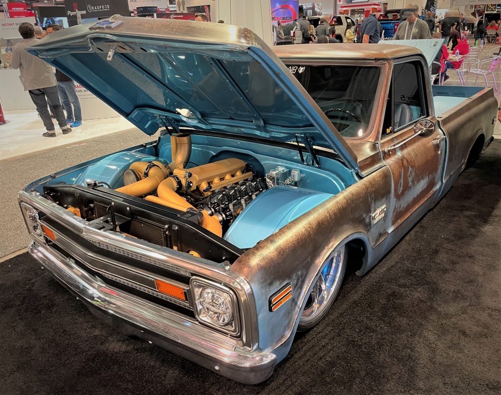 customized 1969 chevy C10 restomod lowrider, front driver side