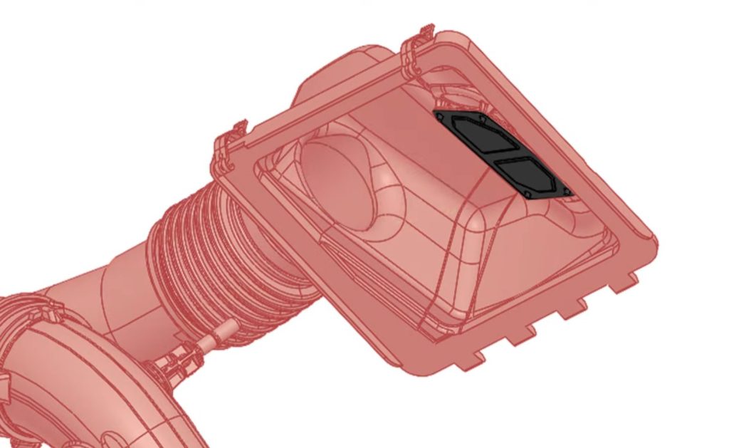 illustration of a hydrocarbon trap in an automotive air intake