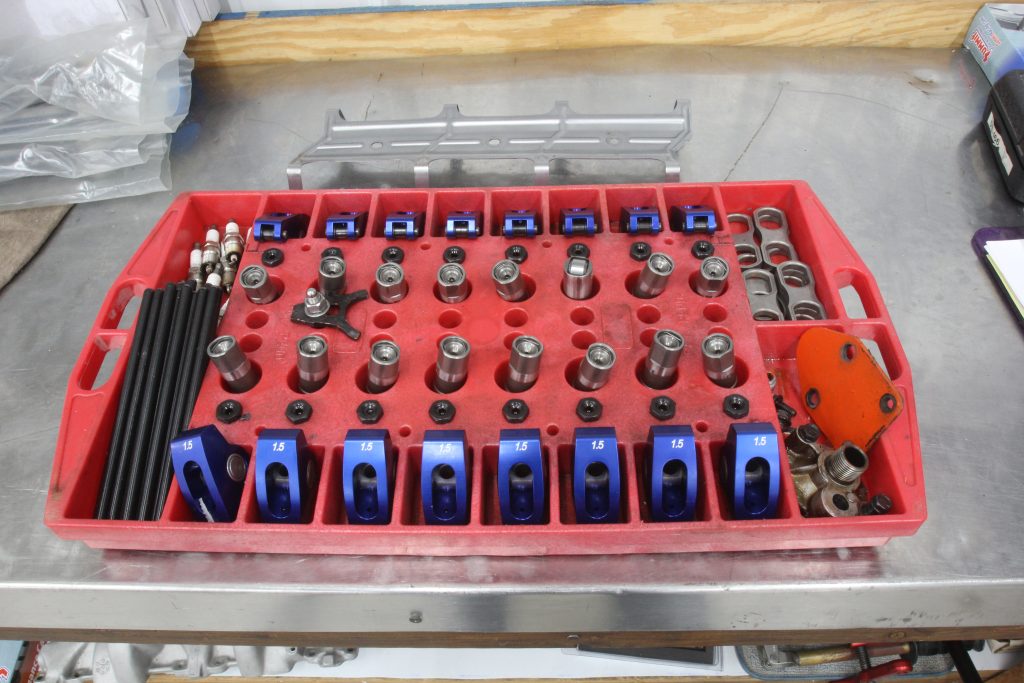 an engine and valvetrain parts organizer tray