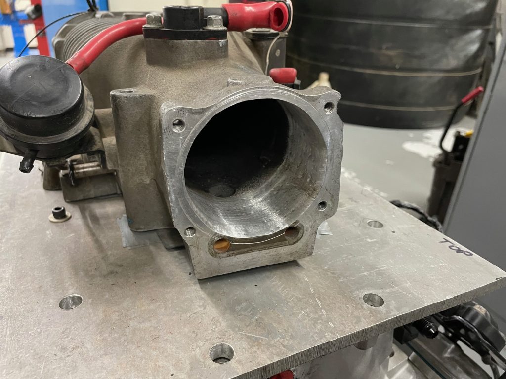 close up of intake snout on an engine blower