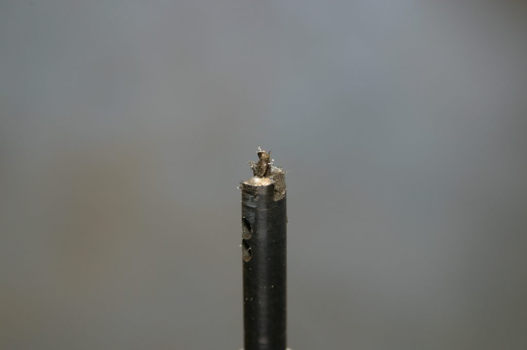 close up of a spot weld remover bit