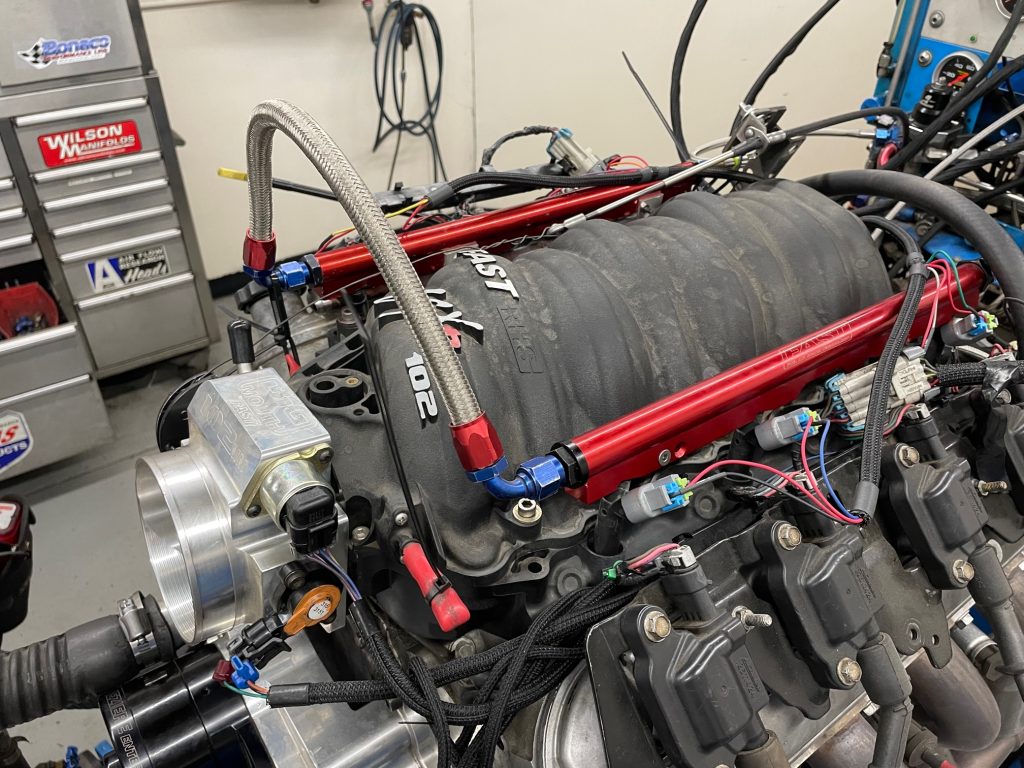 top end of an ls engine on a dyno
