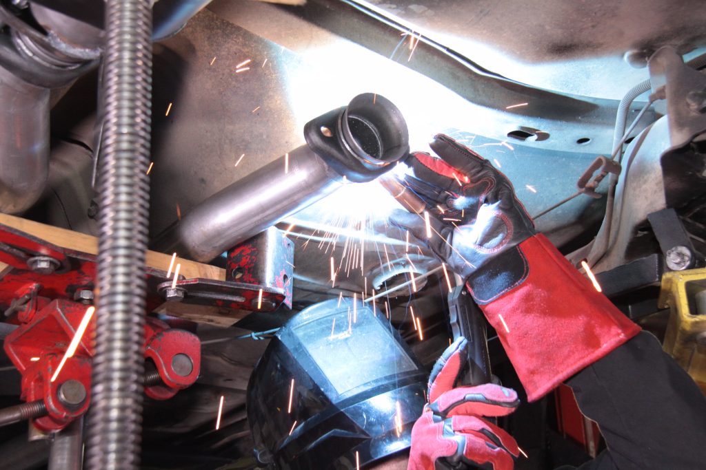 welding an exhaust flange onto tubing