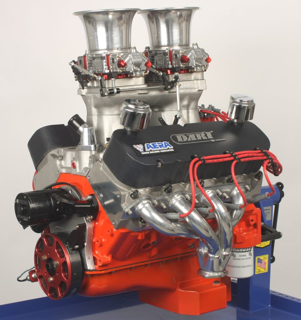 Built big block chevy v8 engine on a stand