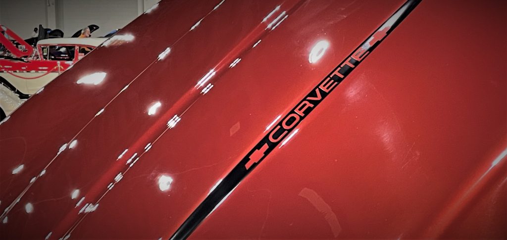 hood sticker on a custom c4 1988 corvette show car