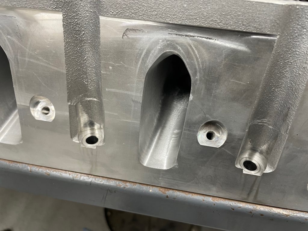 close up of cathedral port on a trick flow cylinder head