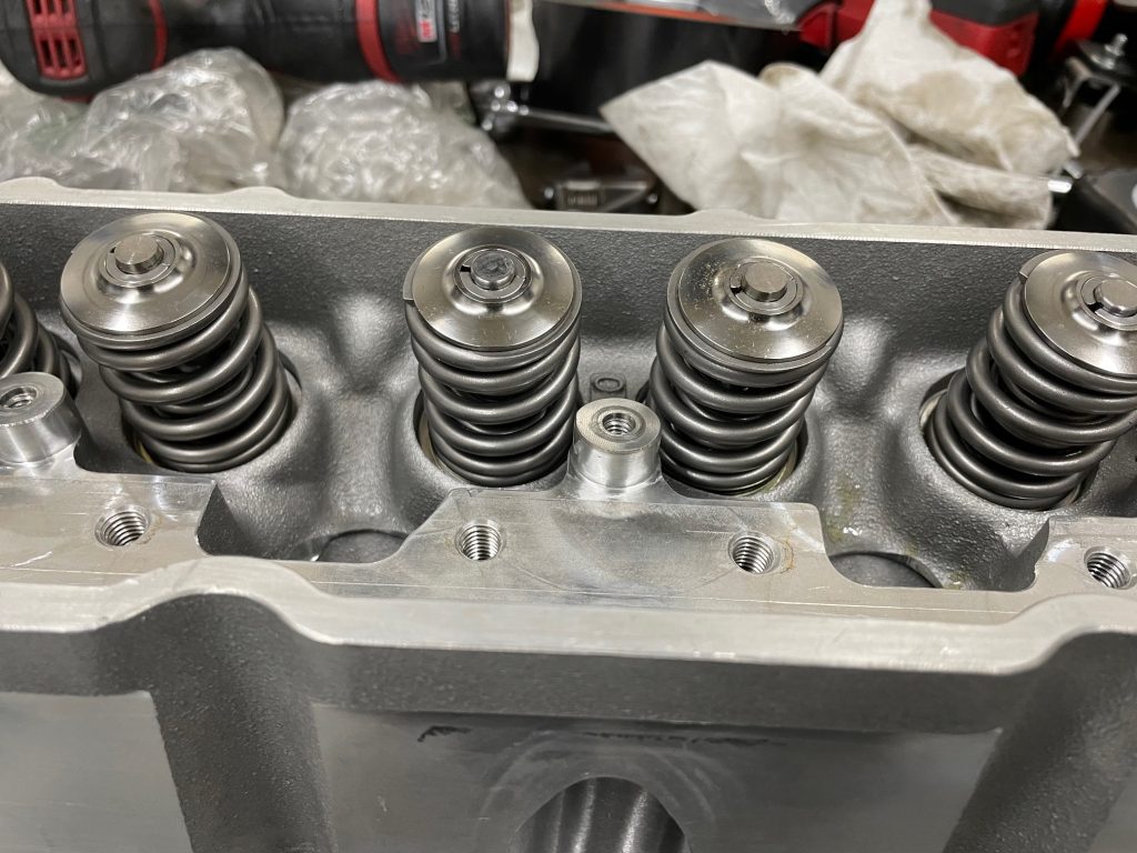 valve springs installed on a cylinder head