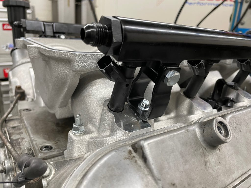 fuel rail installed on an ls intake