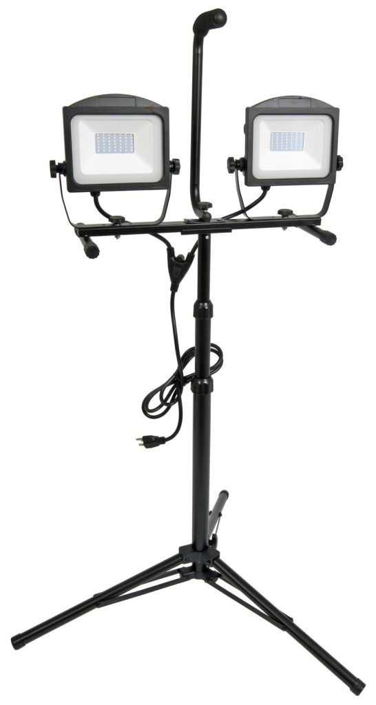 dual shop lights on large stand