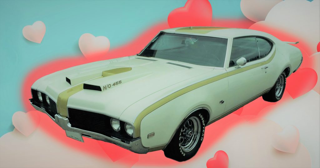 Hurst Olds 442 on a Valentines Day Background