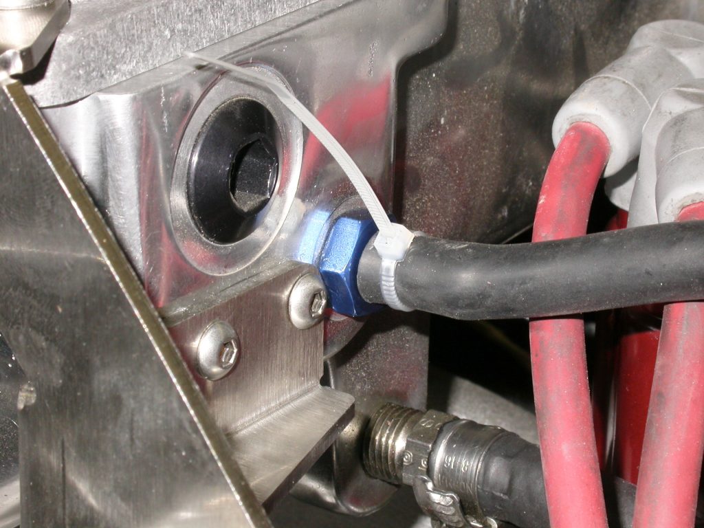 coolant tubing installed with a zip tie