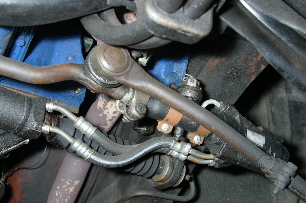 power steering parts in an old ford car