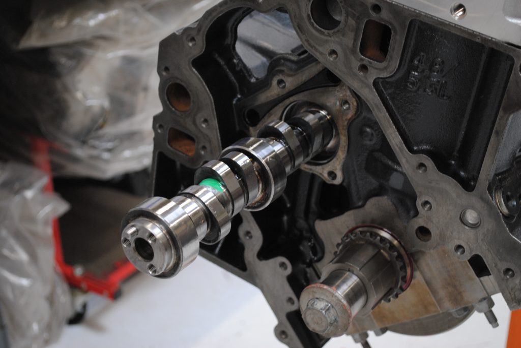camshaft being installed in an ls engine
