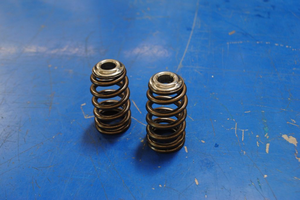 pair of valve springs on a blue table