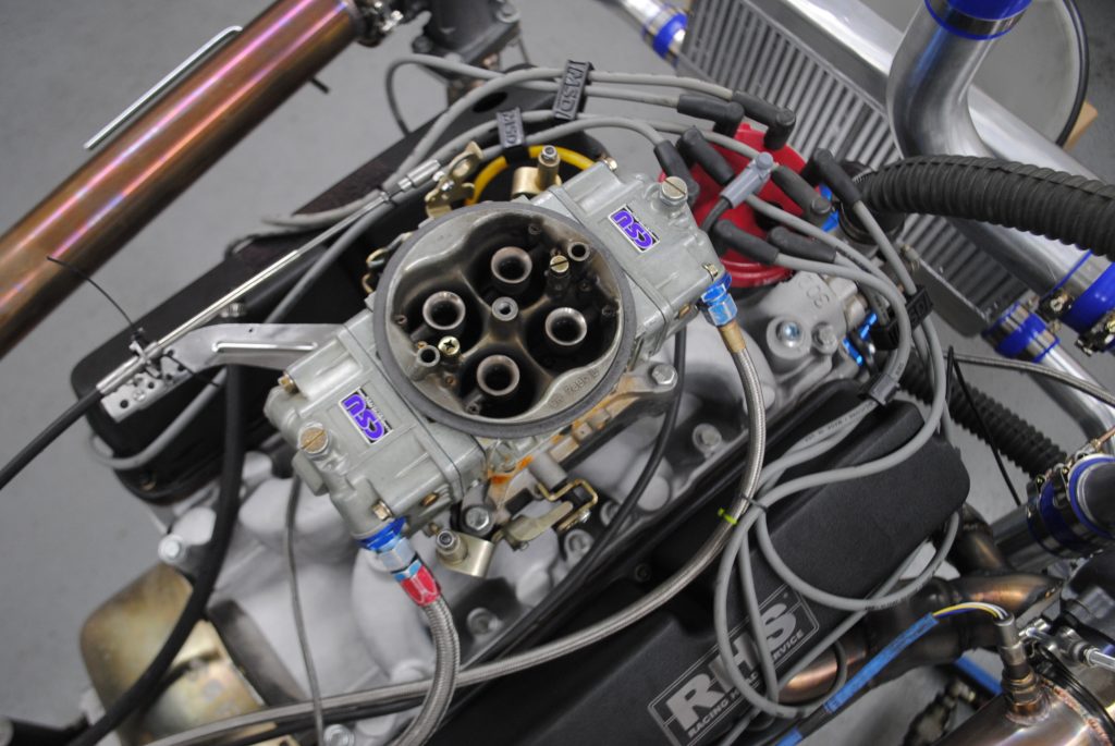 view down a carburetor during an ls engine dyno test