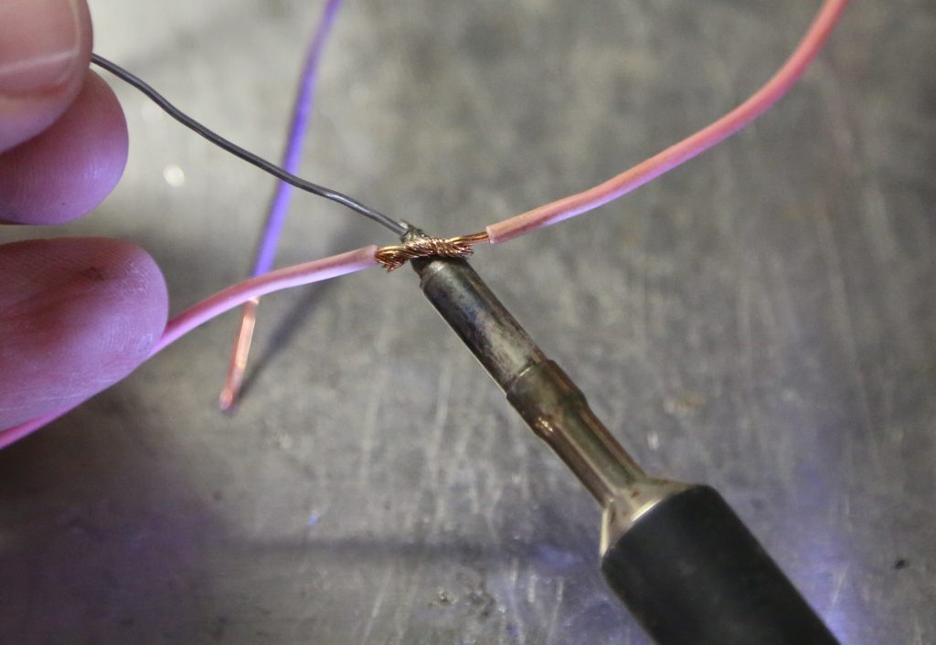 soldering a wire splice