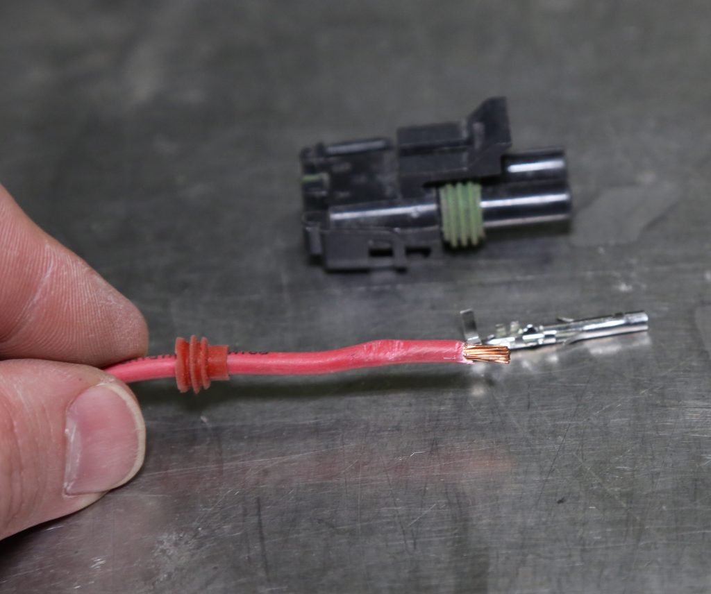 a wire with a weather tight connector prior to installation